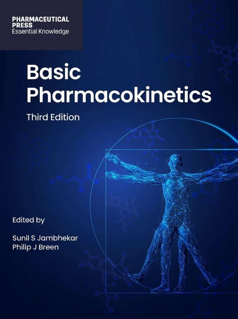 Cover of *Basic Pharmacokinetics* by Jambhekar and Breen, a textbook on drug absorption, distribution, metabolism, excretion, and pharmacokinetic principles.