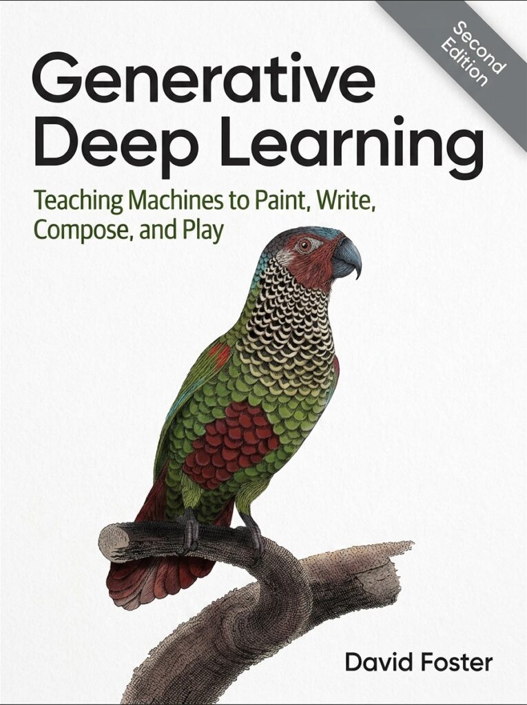 Cover of Generative Deep Learning by David Foster, a practical guide to building generative AI models using deep learning techniques such as GANs, transformers, and diffusion models.