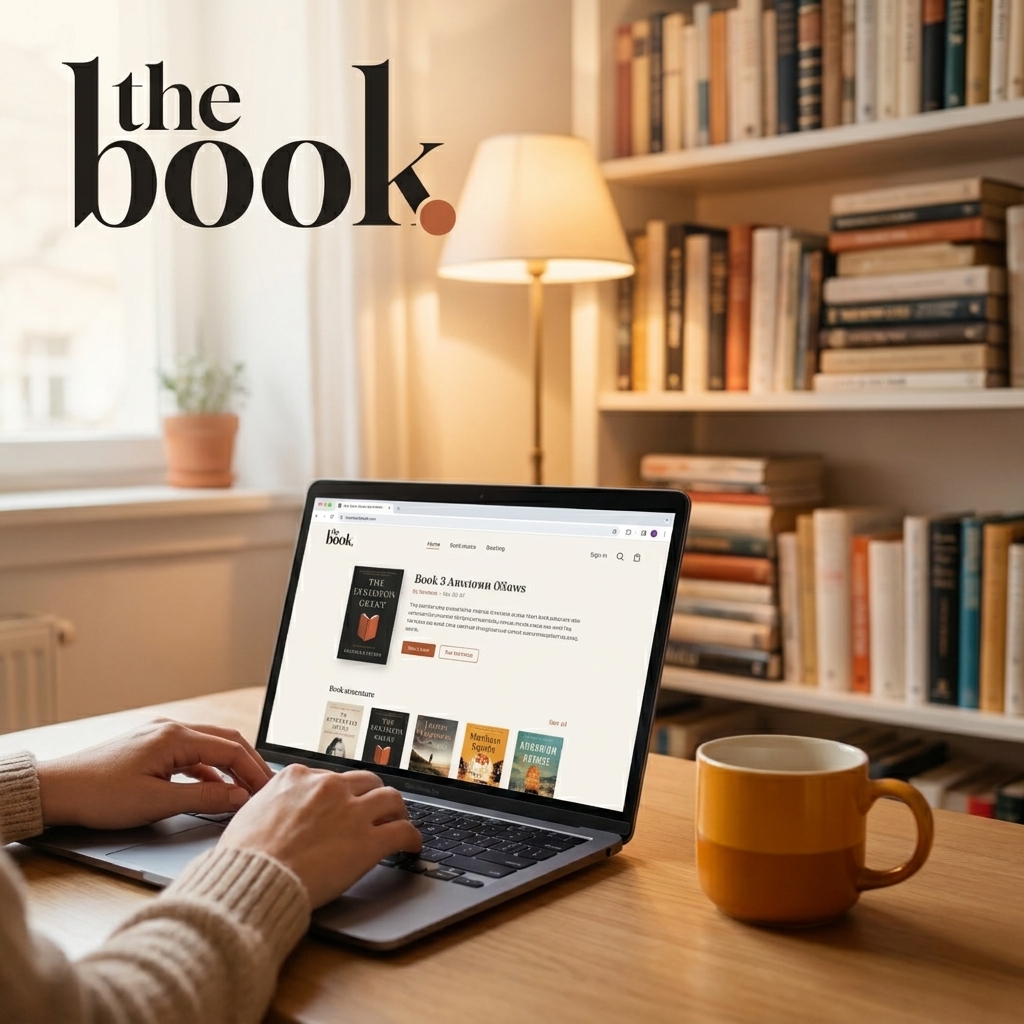 Person buying books online at BookDot.com from home
