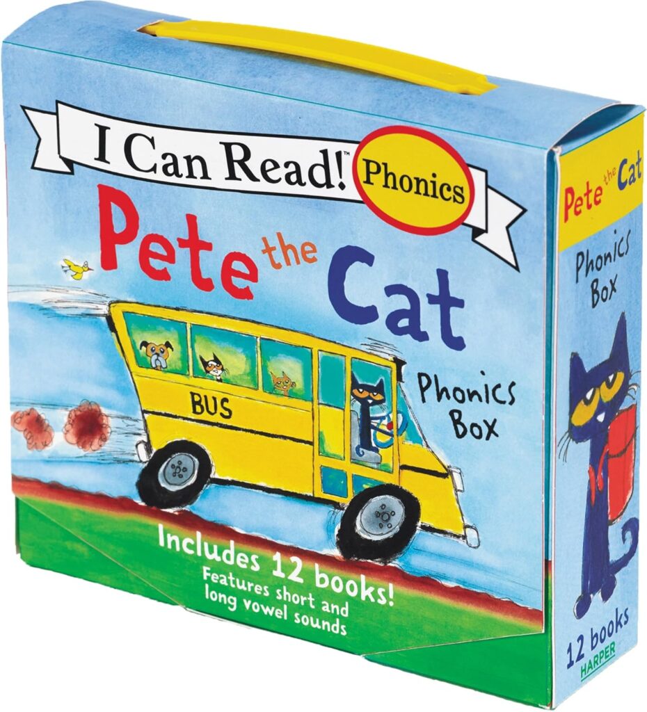 1. Pete the Cat 12 Book Phonics Fun! A Box of 12 Mini Books Featuring Short and Long Vowel Sounds Expert Reviewed Beginning Readers for Kids Ages 3 to 6 I Can Read Phonics Fun