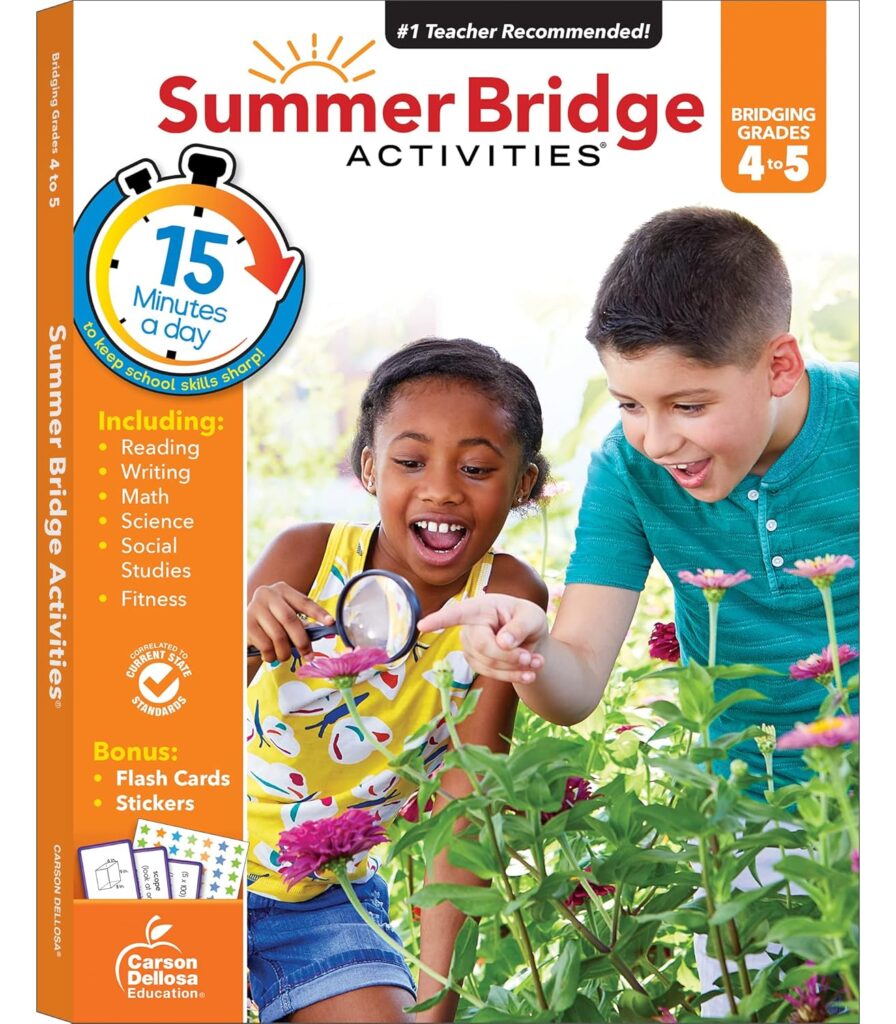 Summer Bridge Activities 4th to 5th Grade Workbooks All Subjects, Math, Language Arts, Reading Comprehension, Science, Social Studies, Writing, Fitness, Flash Cards, Stickers and More (Volume 6)