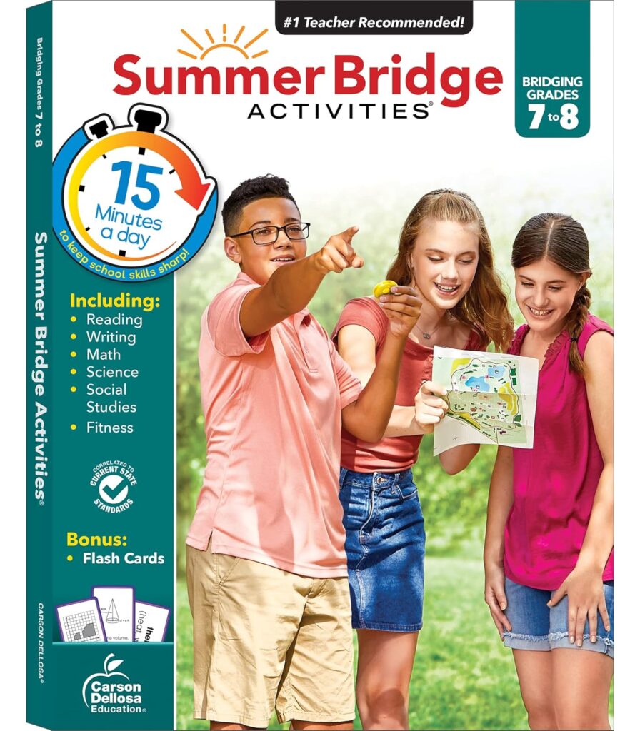 Summer Bridge Activities 7th Grade to 8th Grade Workbooks All Subjects, Math, Language Arts, Science, Social Studies, Fitness, Seventh & Eighth Grade with Flash Cards, eBooks & More (Volume 9)